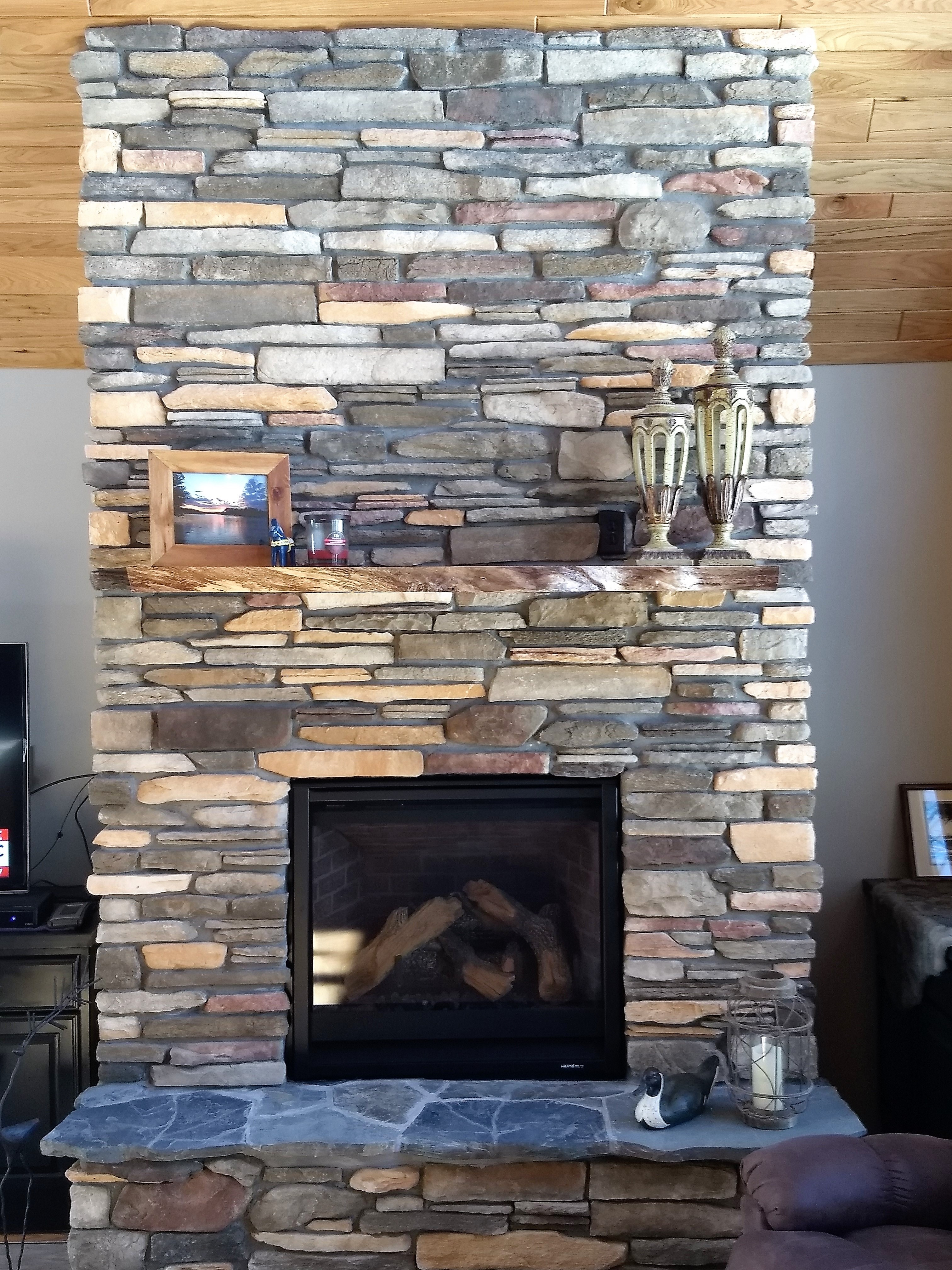 Cultured Elk Ridge Sandstone Ledgestone Fireplace