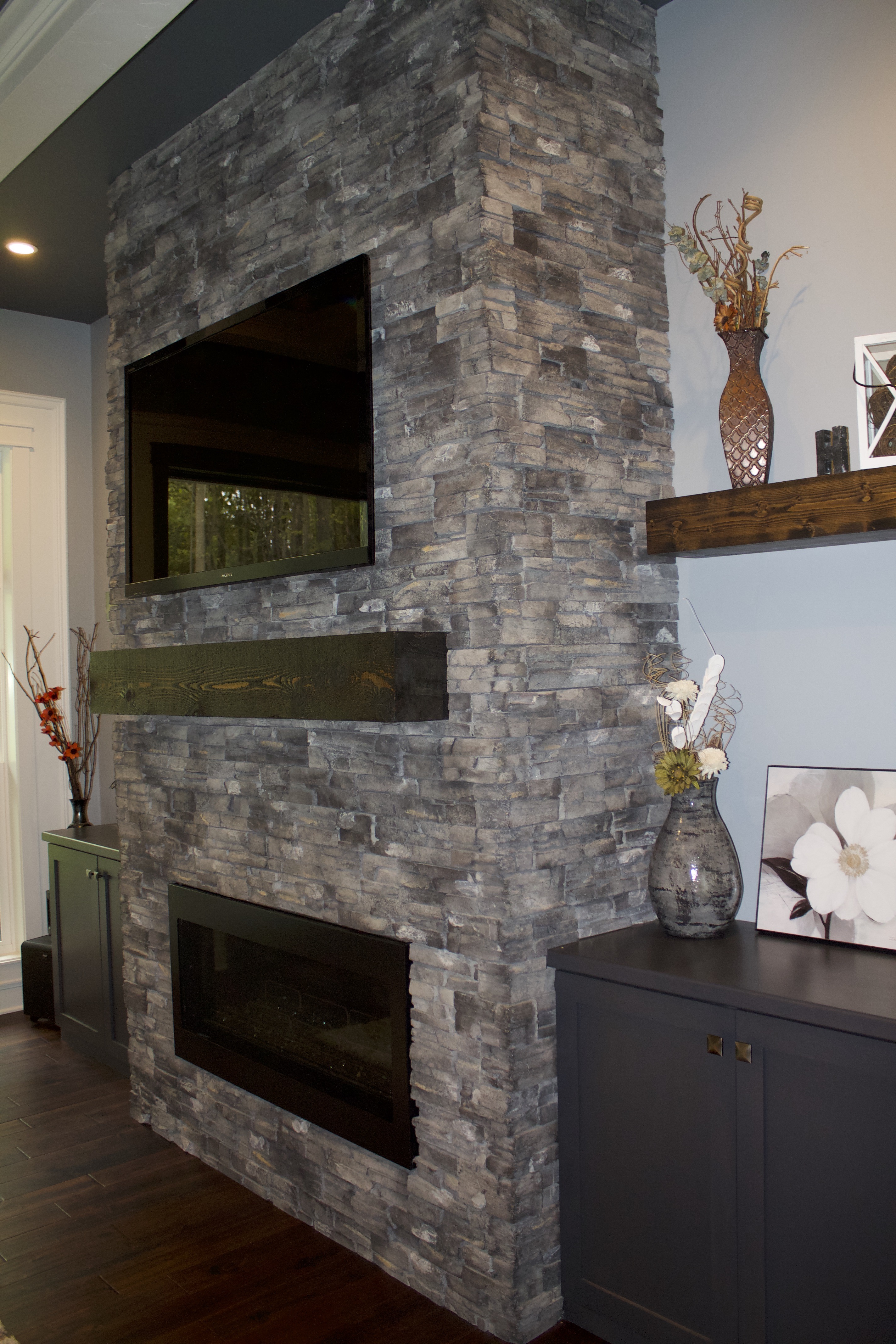 Casa D Seal Carrara Black Slab Fireplace